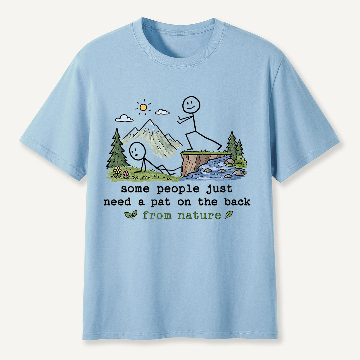 Pat on the Back from Nature Stick Figure Hiking T-Shirt