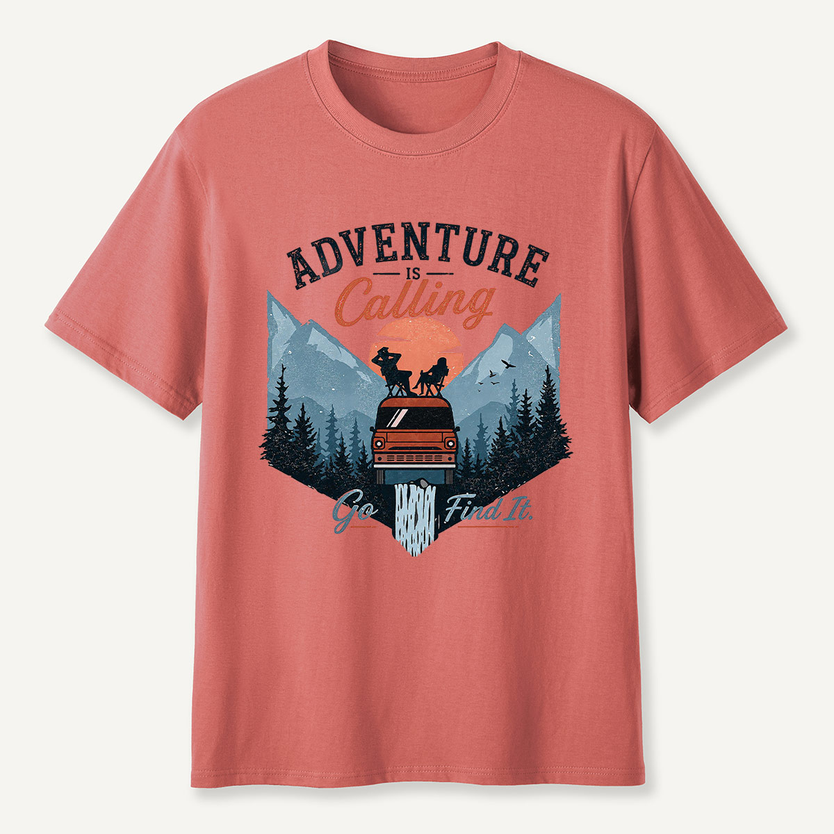 Adventure Is Calling Camper Van Mountain T-Shirt