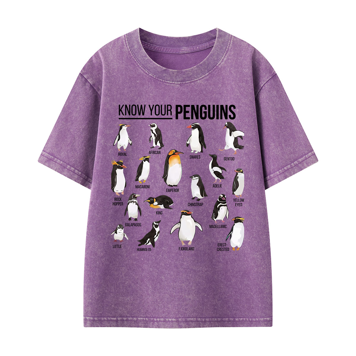 Know Your Penguins Kids Washed T-Shirt