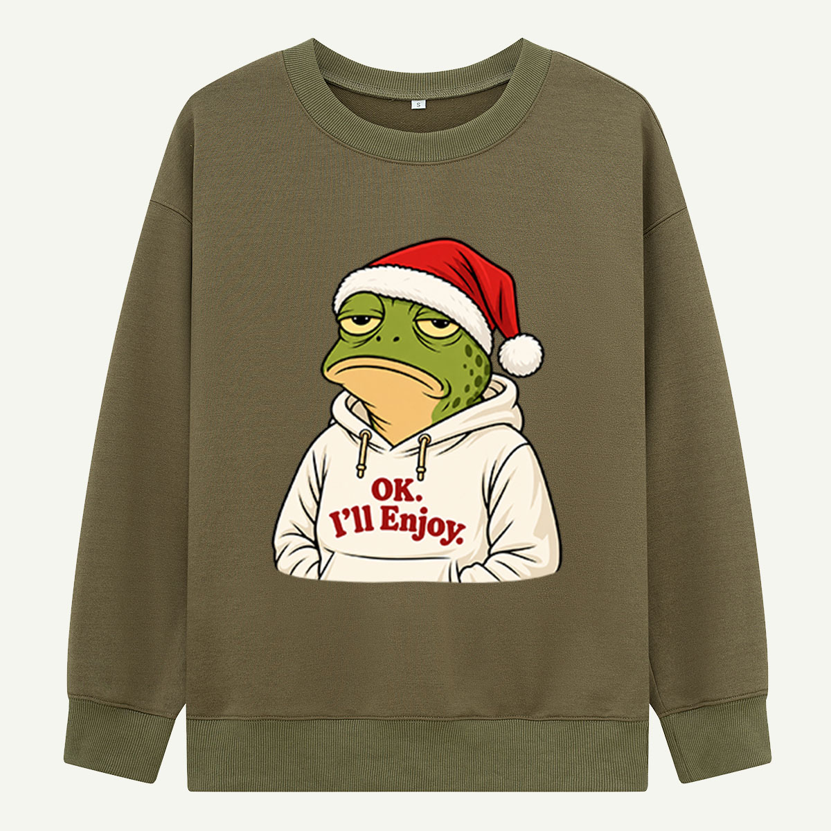 Ok Ill Enjoy It Grumpy Christmas Frog In Santa Hat Sweatshirts