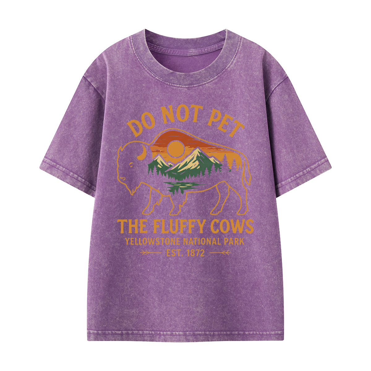 Do Not Pet The Fluffy Cows Buffalo Yellowstone National Park Kids Washed T-Shirt