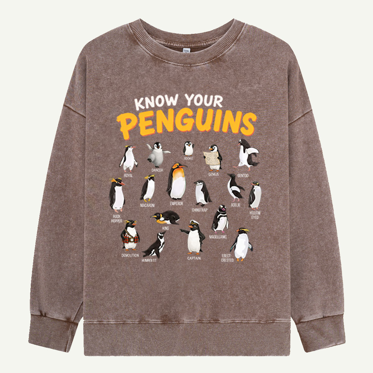 Know Your Penguins Penguin Species Washed Sweatshirts