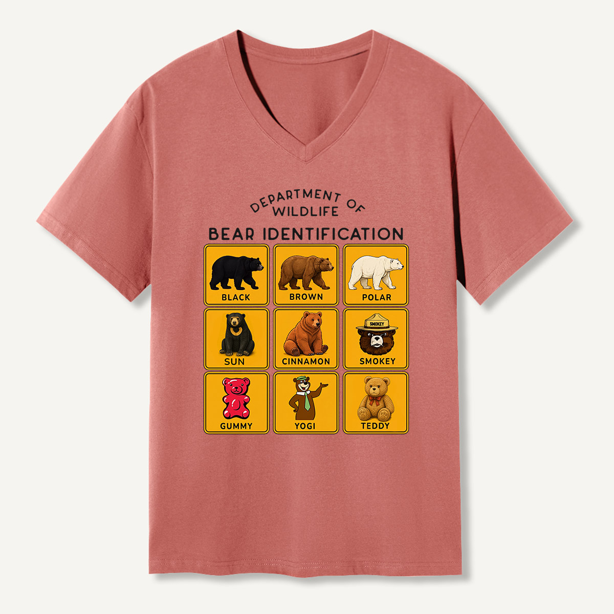 Department of Wildlife Bear Identification Grid V-neck T-Shirt