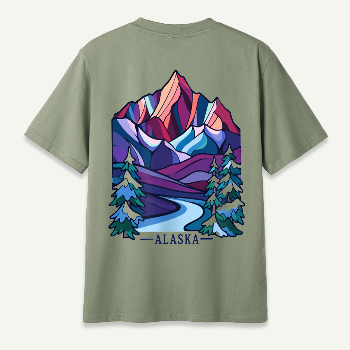 Alaska Abstract Mountain Winter Landscape T-Shirt