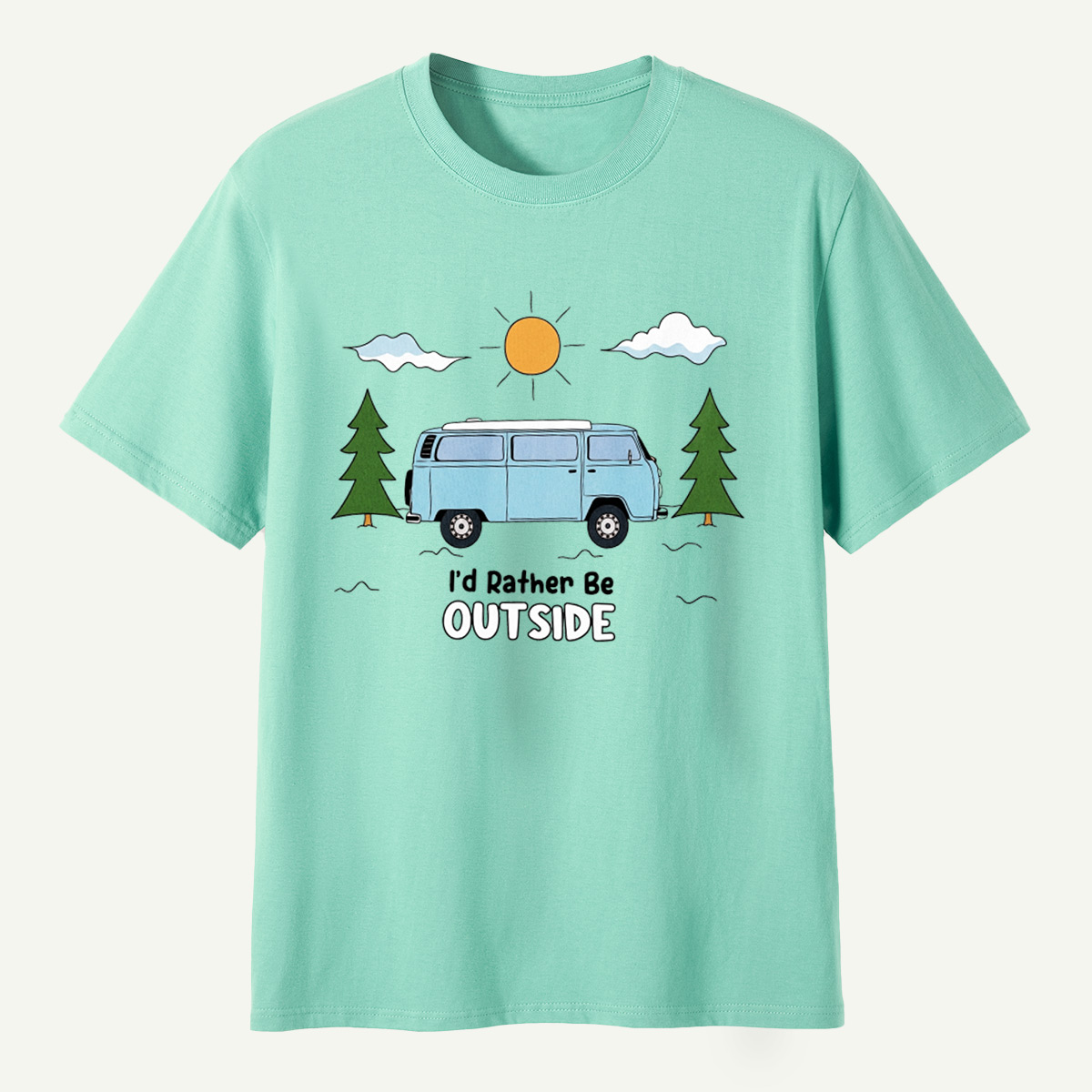Id Rather Be Outside Camper Van Forest Sunset T-Shirt