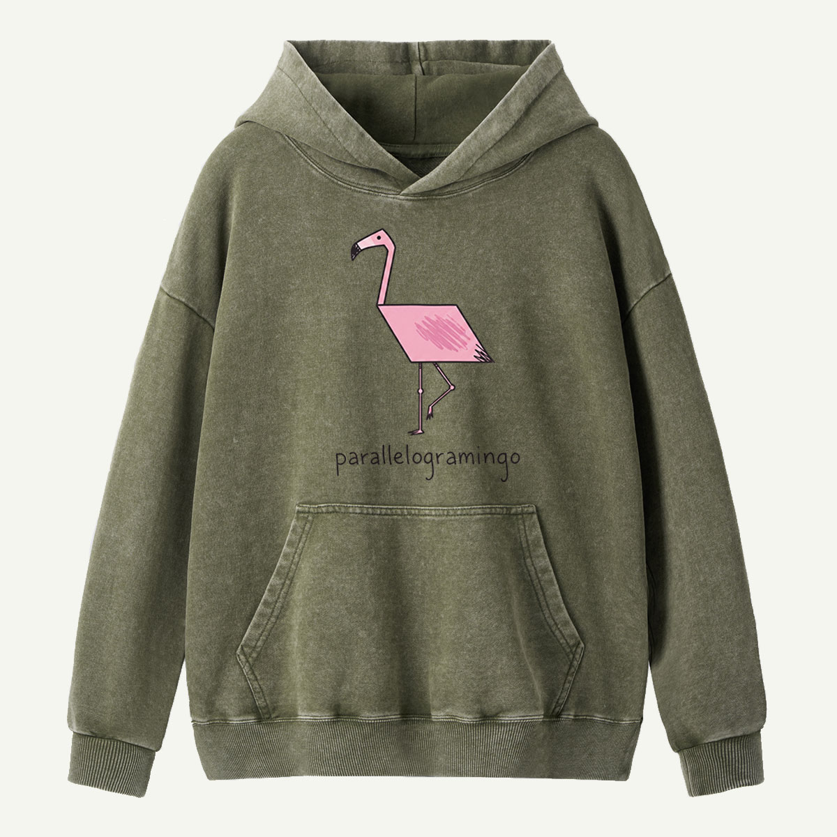 Parallelogramingo Flamingo Pun Washed Hoodie