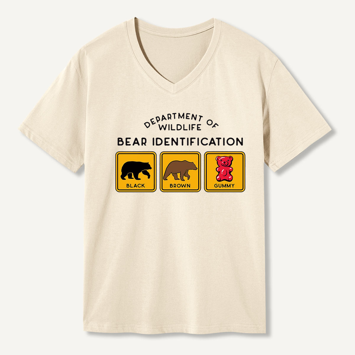 Bear Tee Cotton Classic V-neck T-Shirt