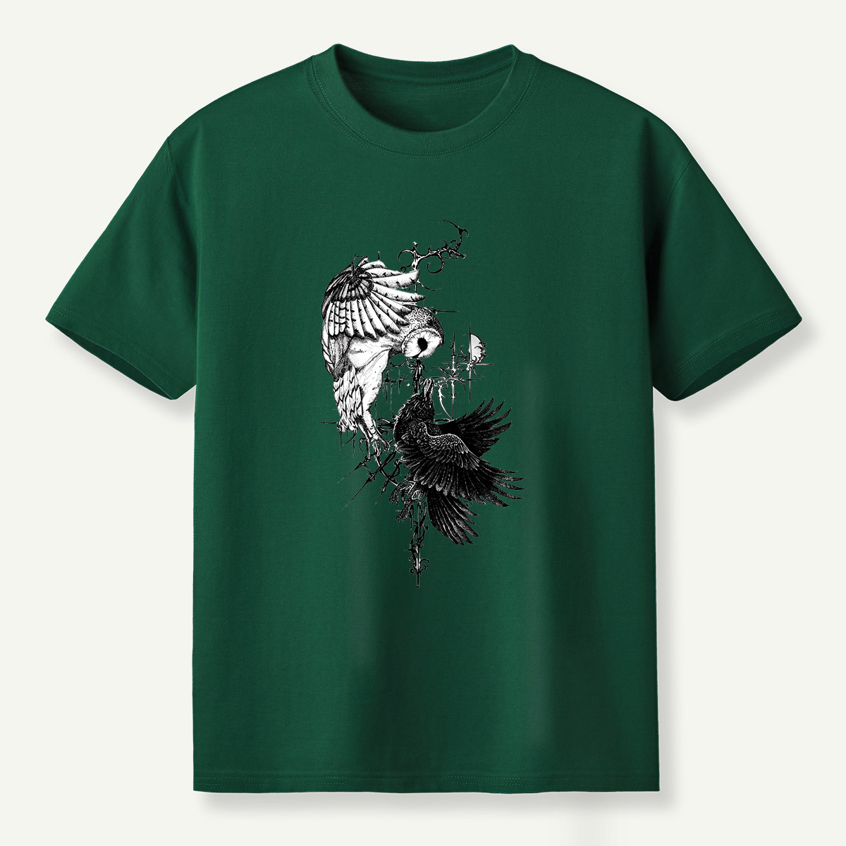 Raven And Wildflowers Gothic Botanical T-Shirt