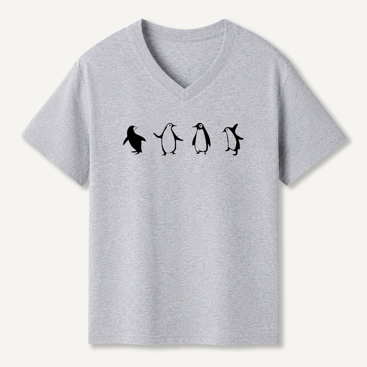 Penguin Waddle Silhouette Parade V-neck T-Shirt