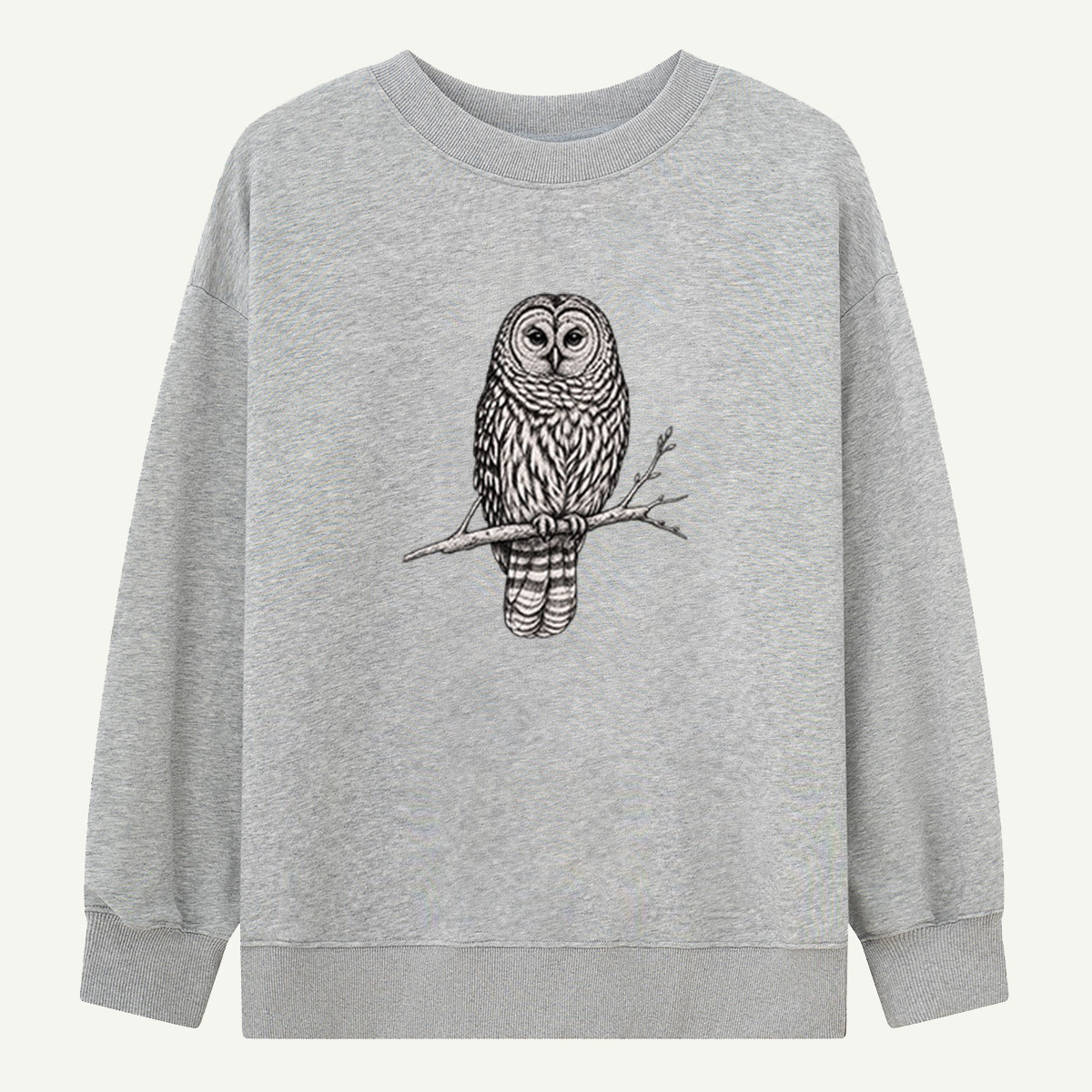 Barred Owl Branch Vintage Illustration Sweatshirts