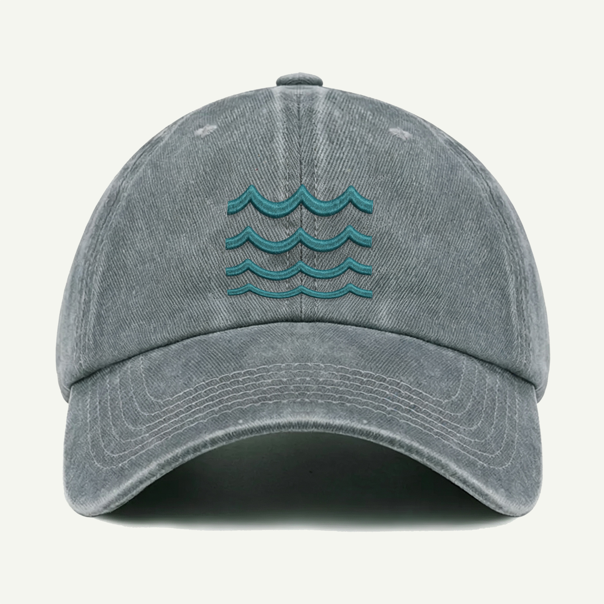 Ocean Waves Washed Embroidered Hat