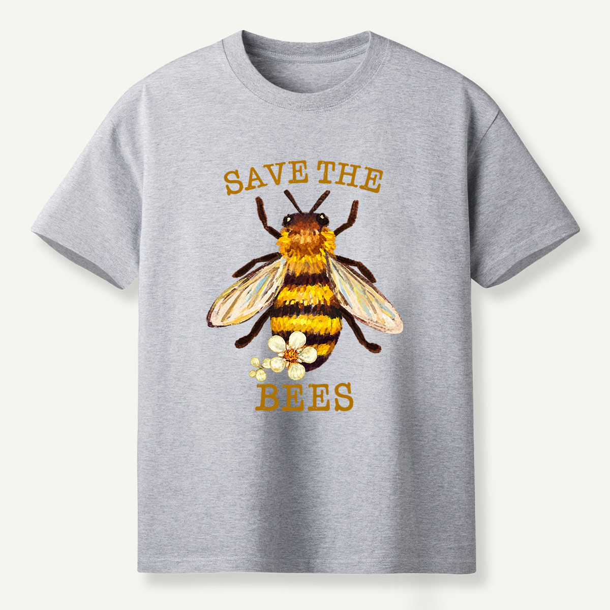 Save The Bees Watercolor Bee Floral Illustration T-Shirt