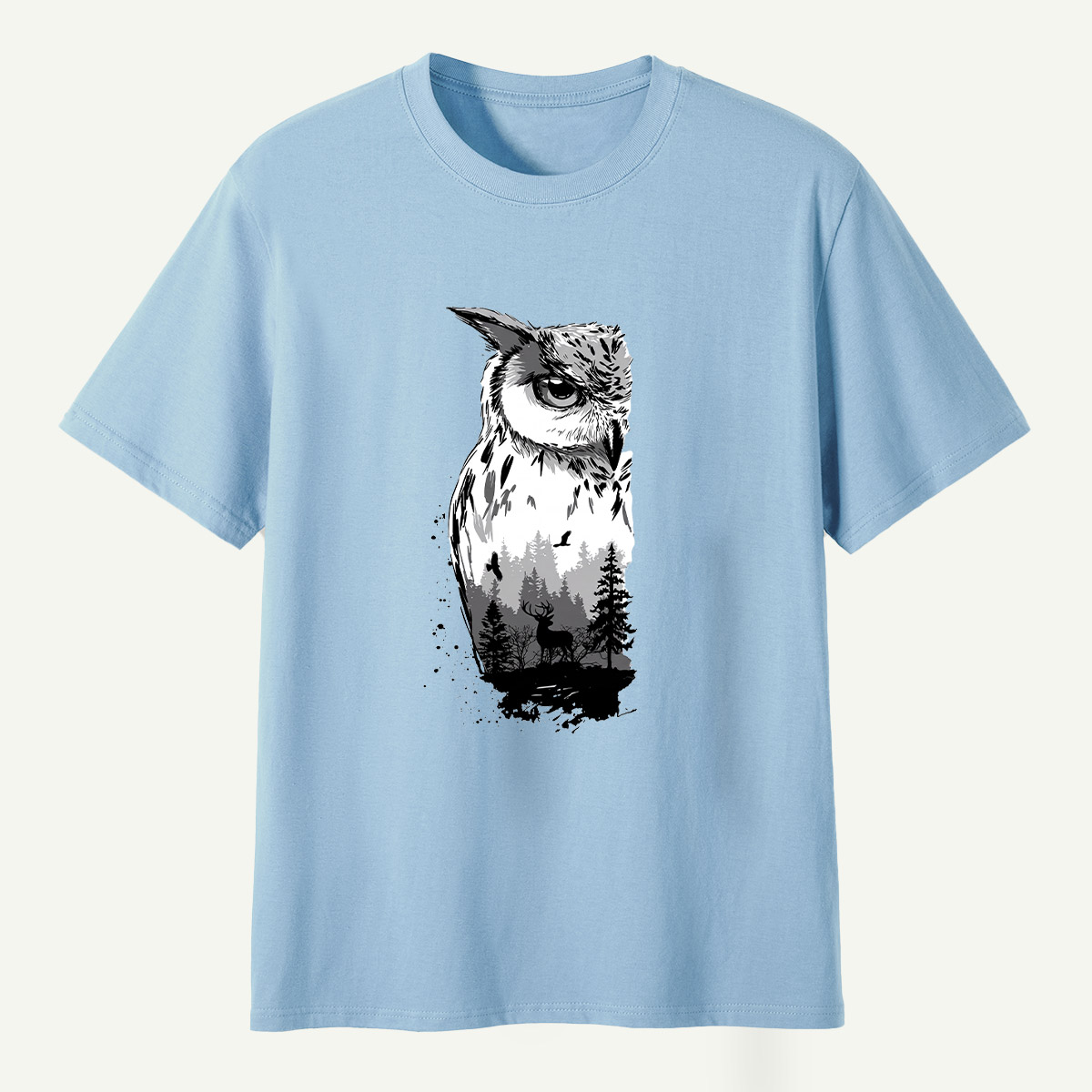Woodland Owl Ink Portrait T-Shirt
