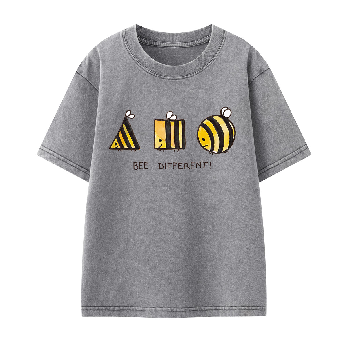 Bee Different Cute Bumblebee Kids Washed T-Shirt