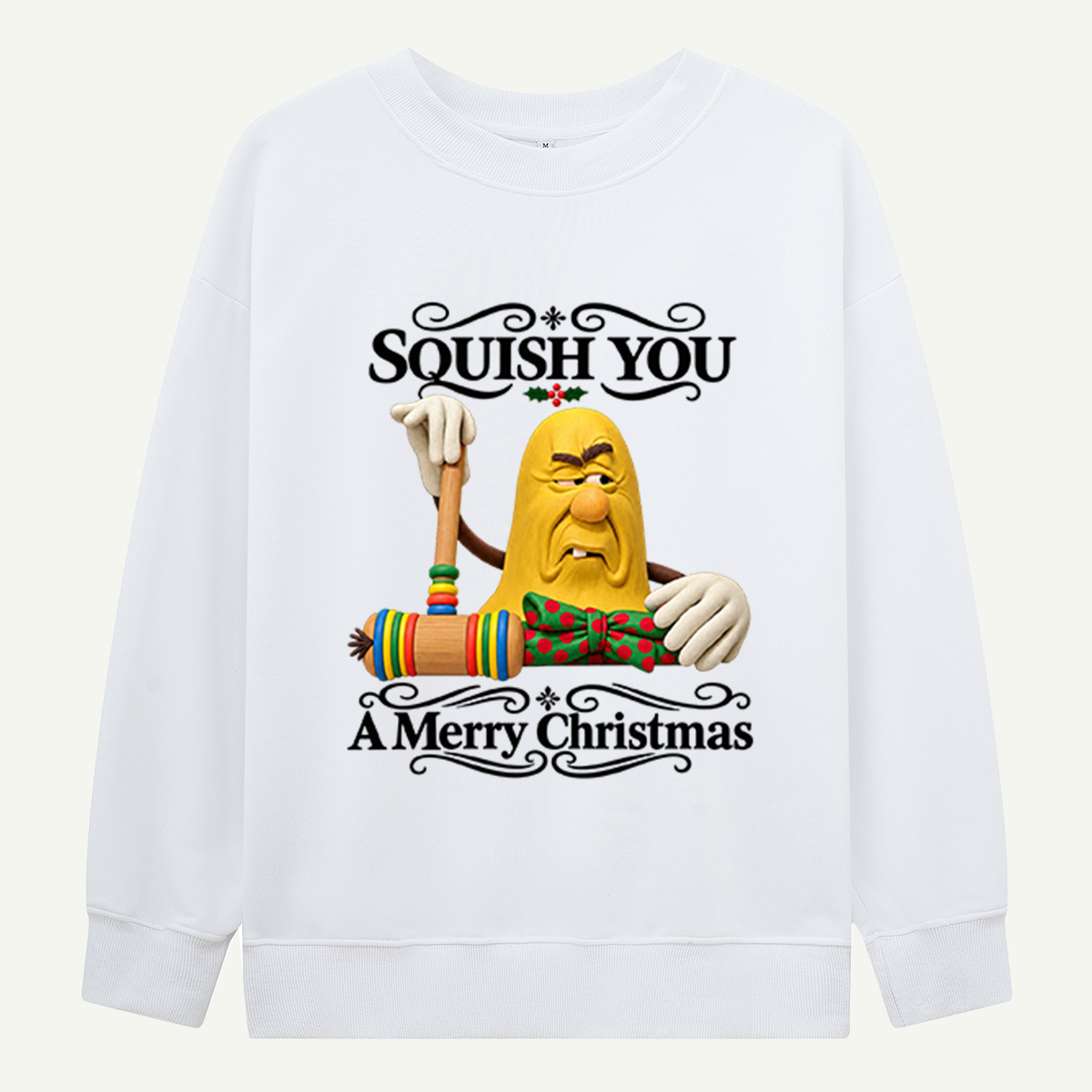 Squish You A Merry Christmas Funny Grumpy Banana Sweatshirts