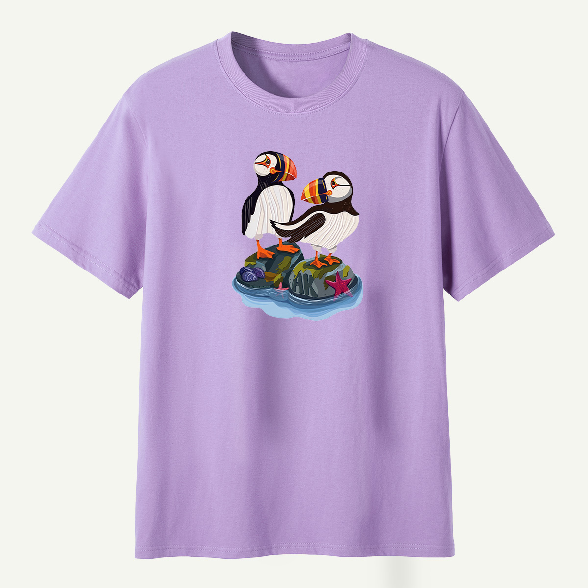 Alaska Puffin Pair Rocky Coast Marine Wildlife T-Shirt