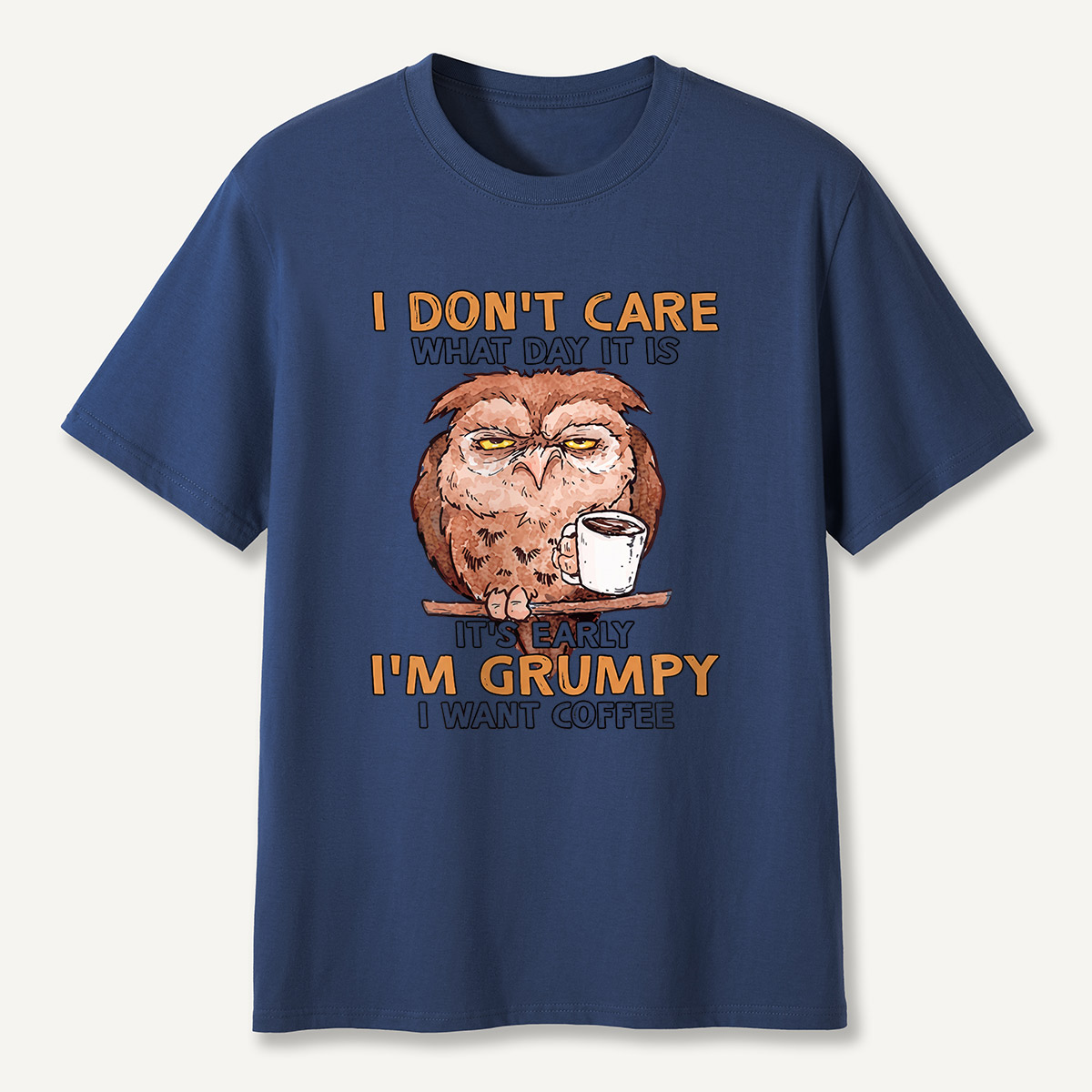 Grumpy Owl I Want Coffee Morning T-Shirt