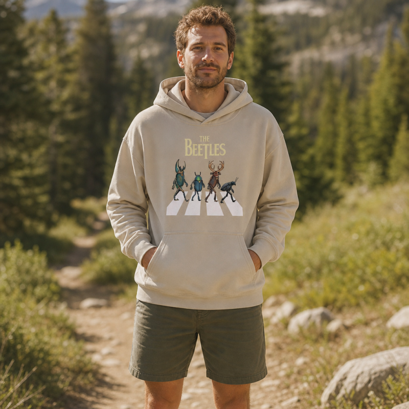 The Beetles Funny Insect Band  Washed Hoodie