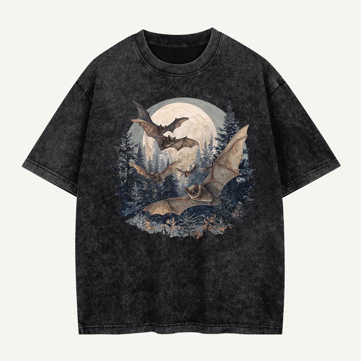 Moonrise Over the Bat Pines Washed T-Shirt