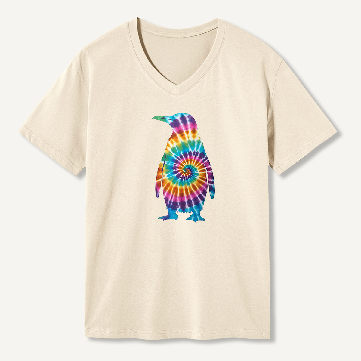 Tie Dye Penguin Retro Swirl V-neck T-Shirt