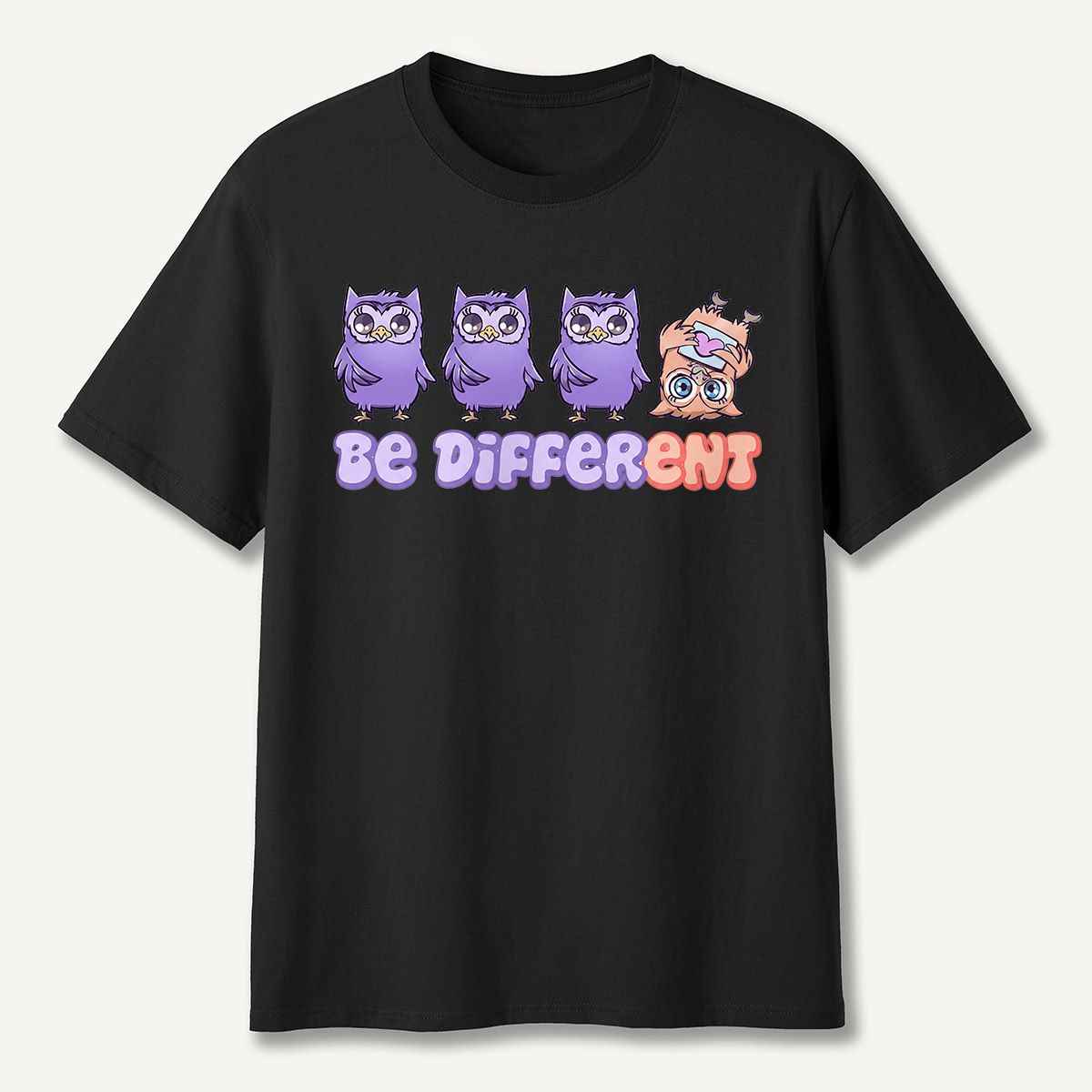 Be Different Cute Purple Owls  T-Shirt