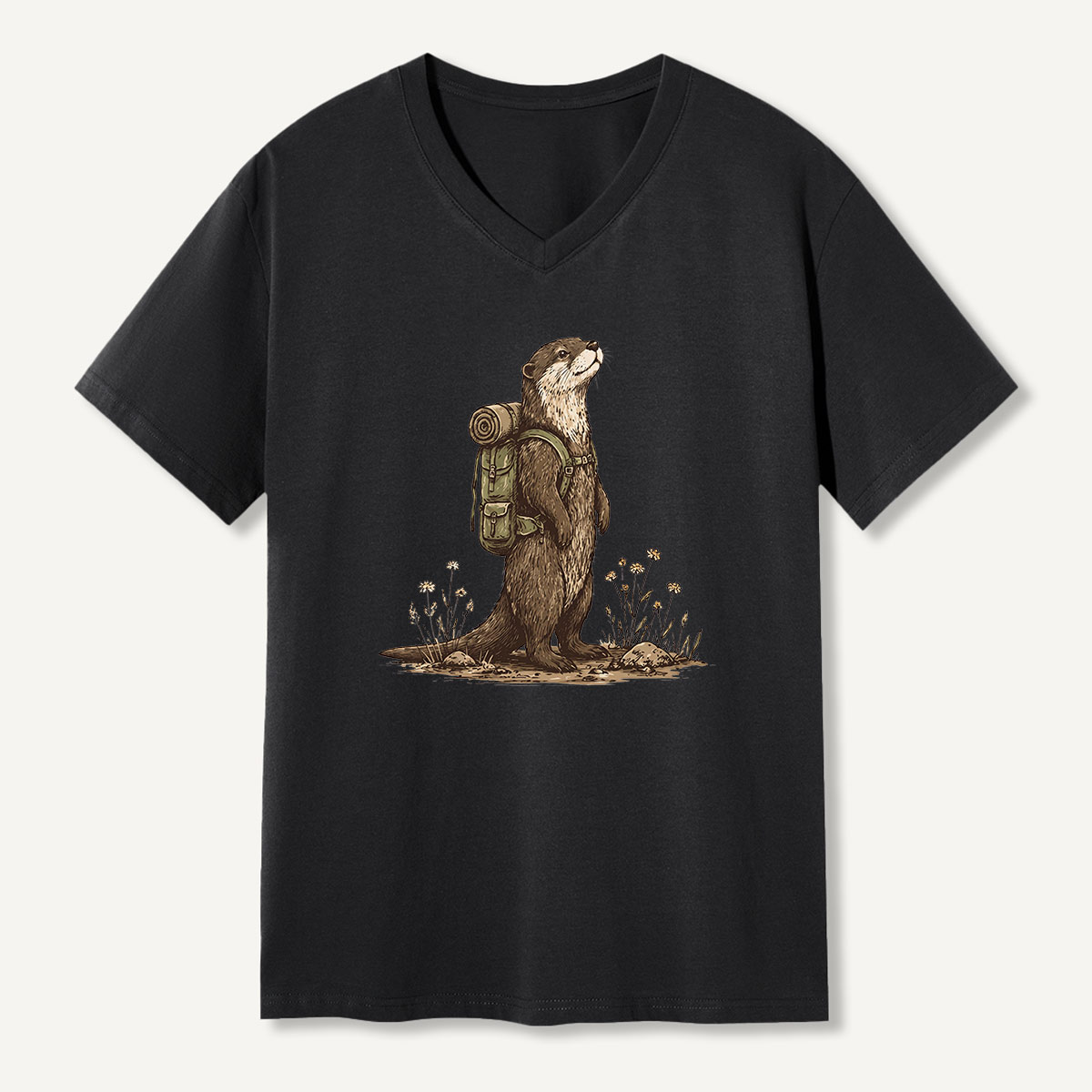 Woodland Owl Vintage Sketch V-neck T-Shirt
