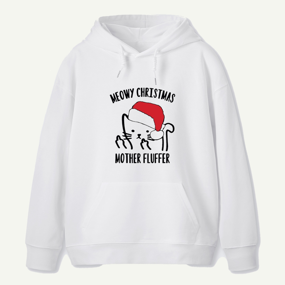 Meowy Christmas Mother Fluffer Funny Cat With Middle Fingers Hoodie
