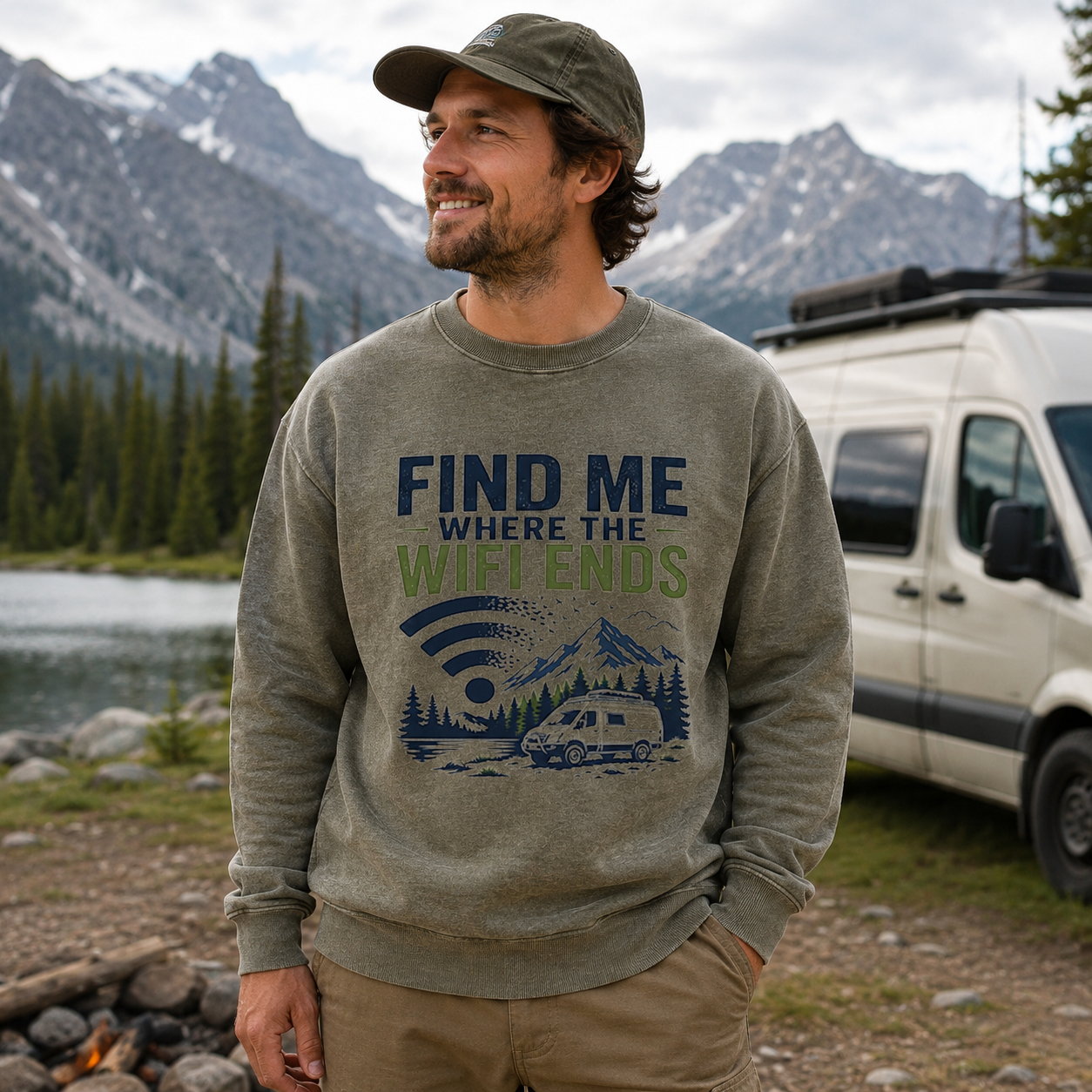 Find Me Where the Wi-Fi Ends Washed Sweatshirts