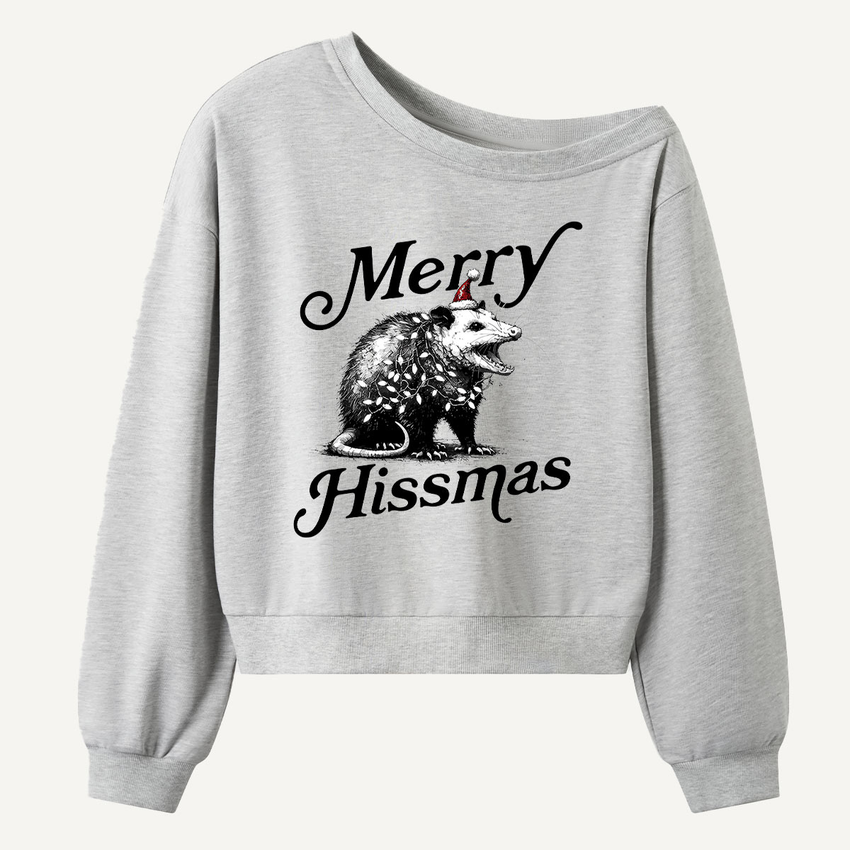 Merry Hissmas Armadillo Christmas Women Off Shoulder Sweatshirt