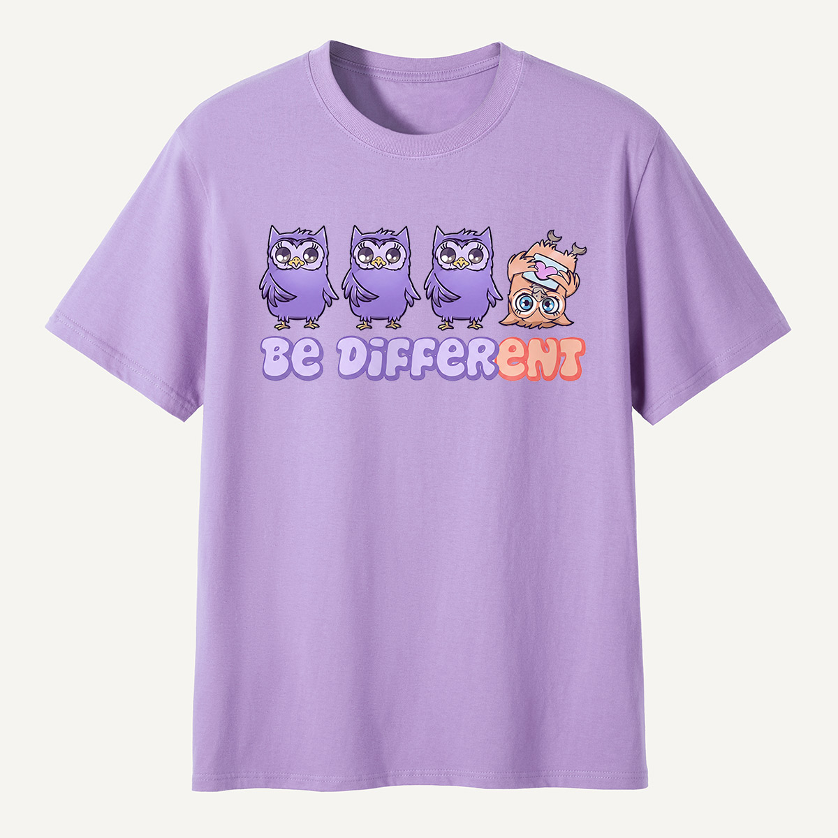 Be Different Cute Purple Owls  T-Shirt