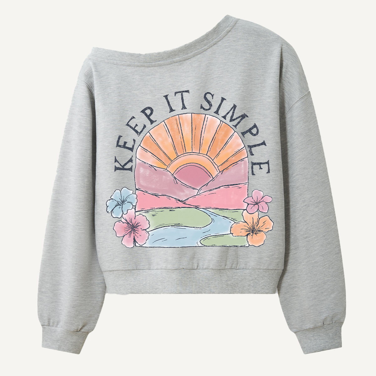 Keep It Simple Retro Sunrise Women Off Shoulder Sweatshirt