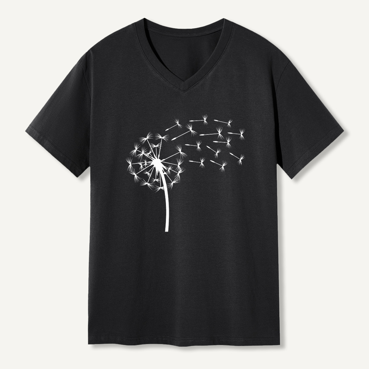 Dandelion Seeds Line Art V-neck T-Shirt