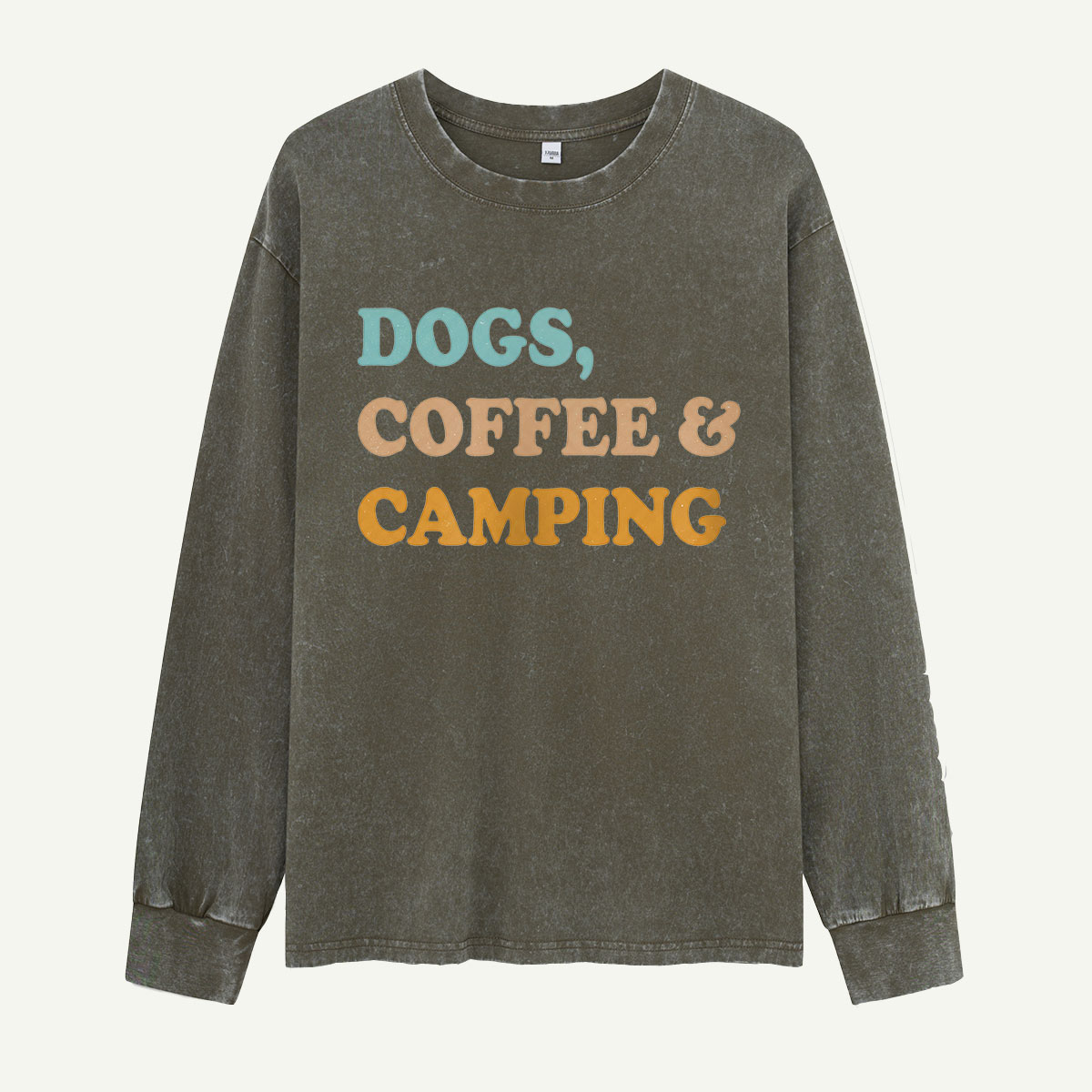 Dogs Coffee And Camping Washed Long Sleeves
