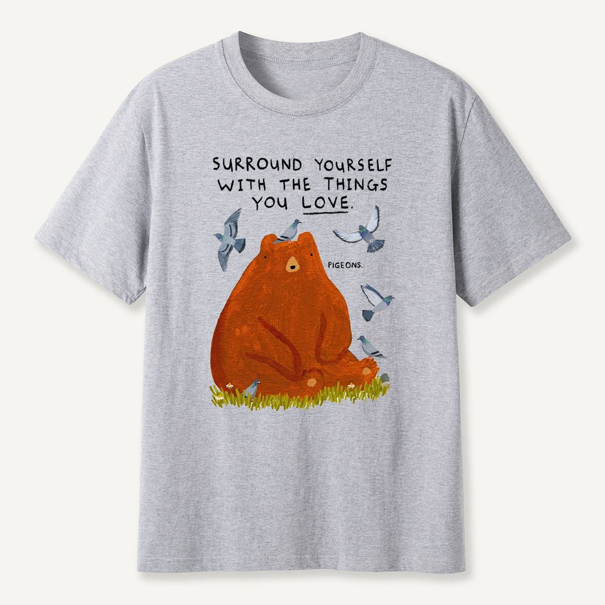 Wildlife Bear and Pigeons Inspirational T-Shirt
