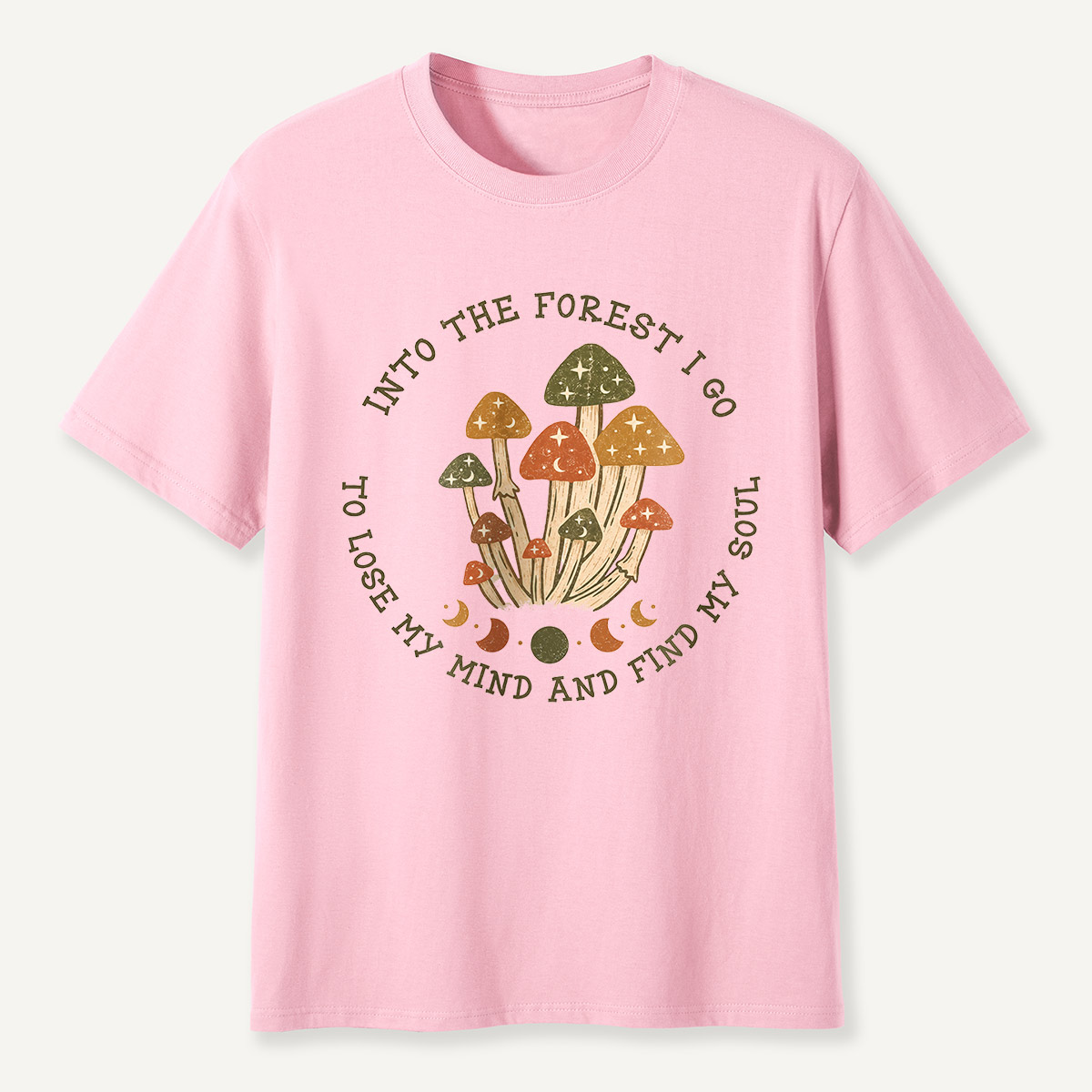 Into the Forest I Go Mushroom Moon Phases T-Shirt