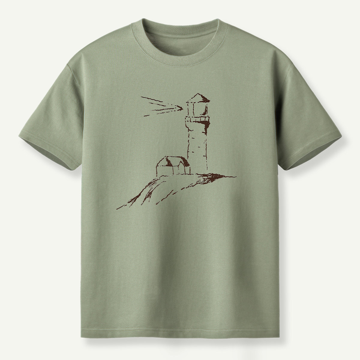Coastal Lighthouse Minimalist Sketch T-Shirt