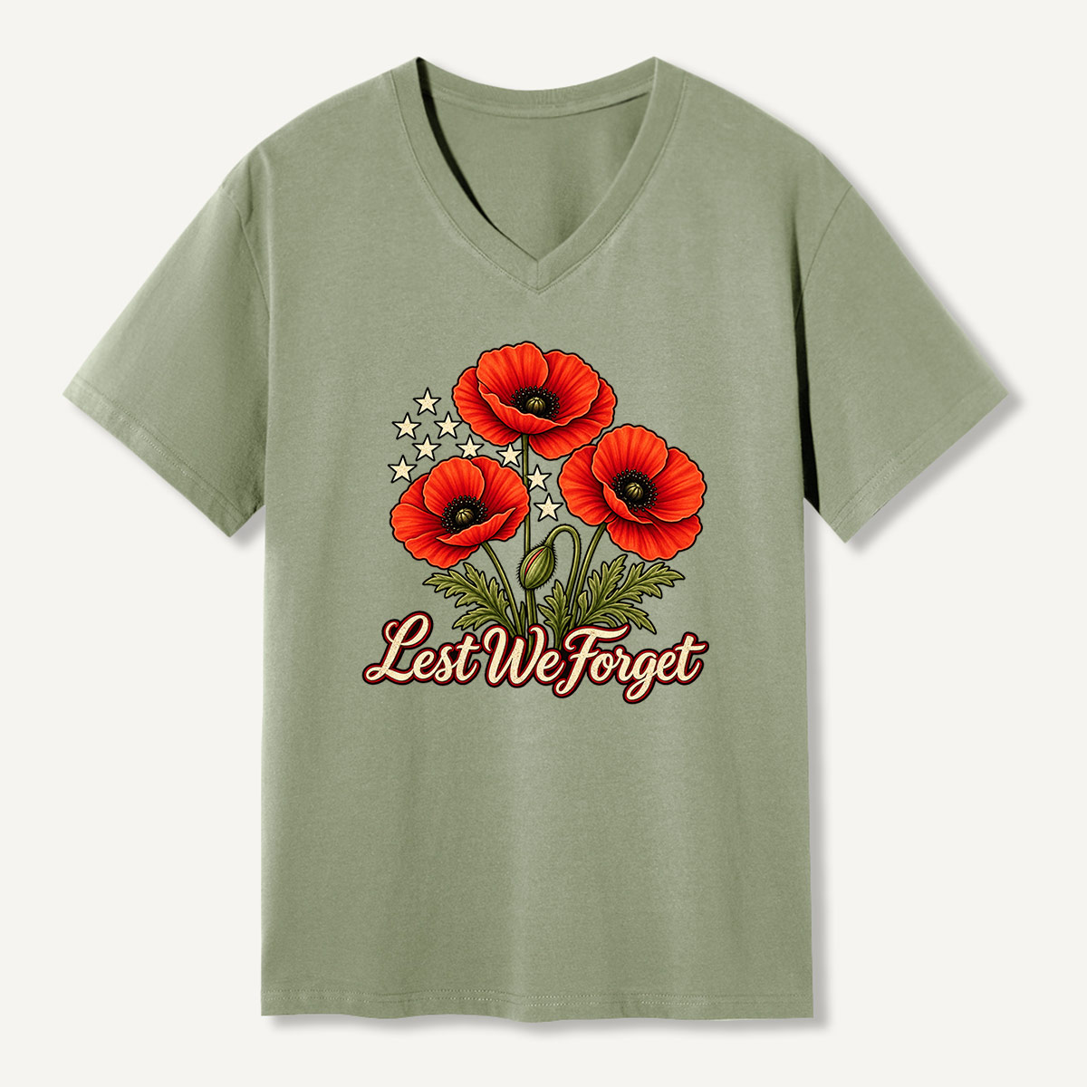 Lest We Forget Red Poppy V-neck T-Shirt