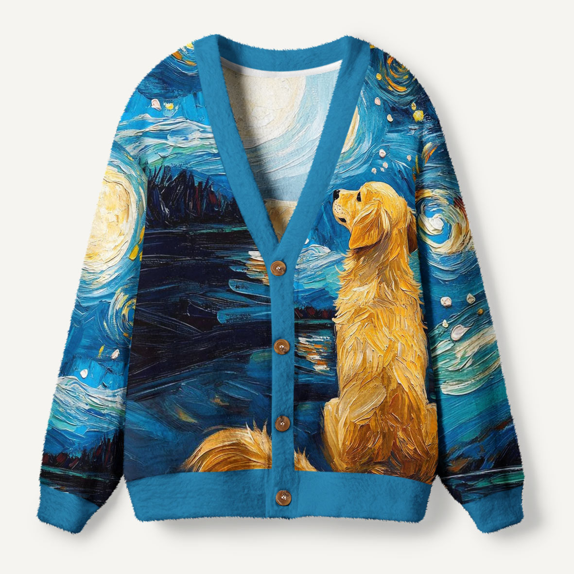 Starry Night dog Ugly Cardigan Sweaters