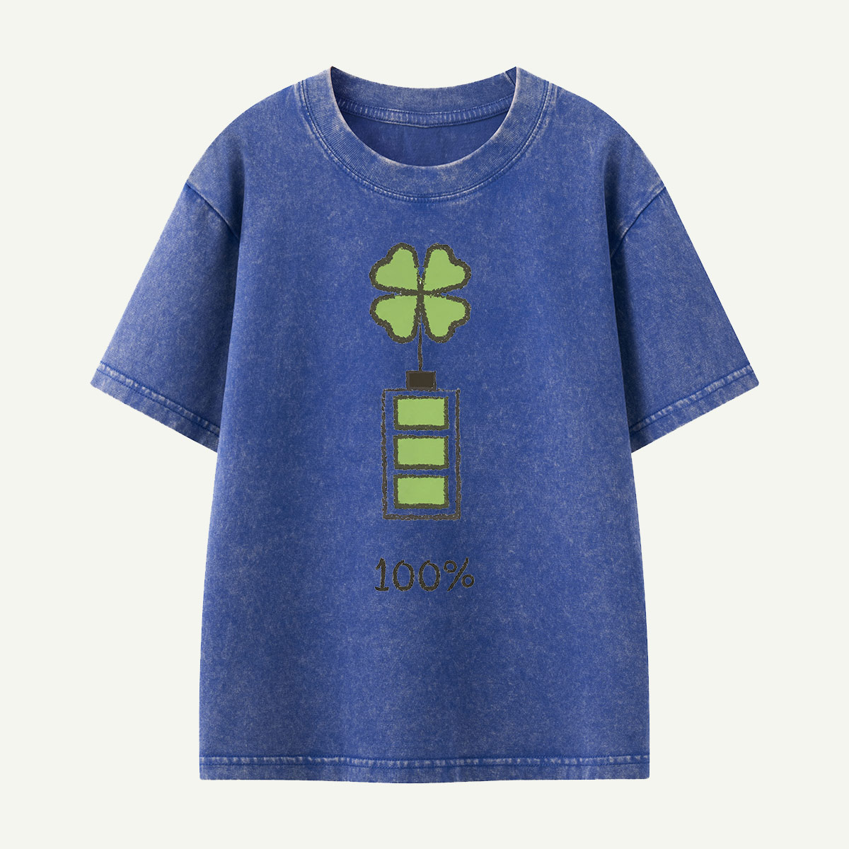 100% Lucky Clover Battery Kids Washed T-Shirt