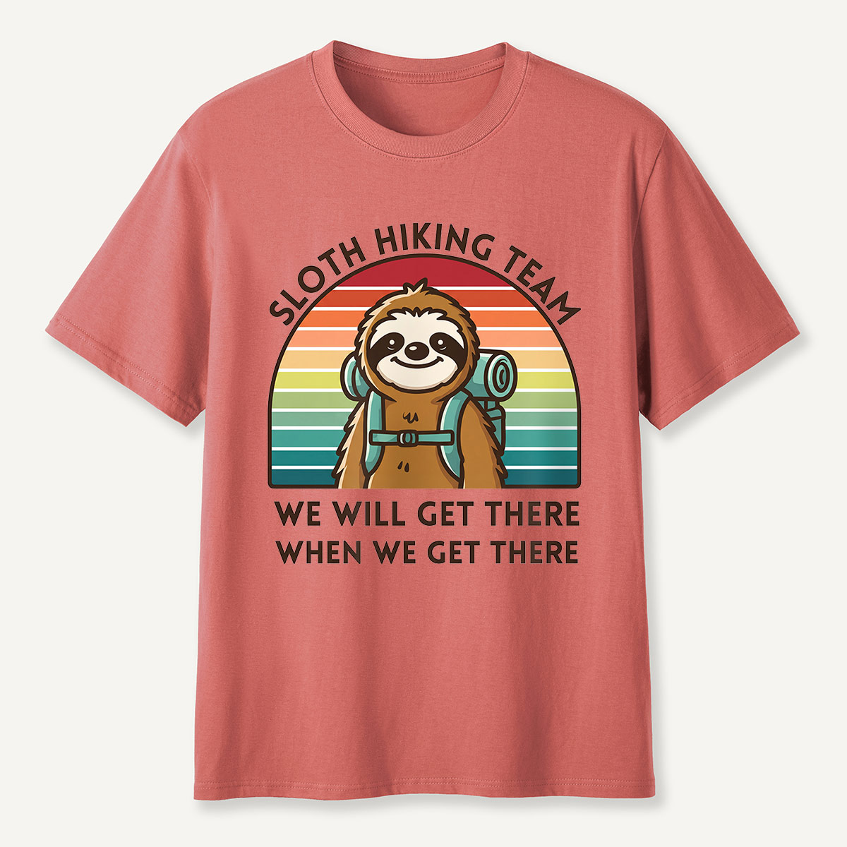 Sloth Hiking Team Retro Sunset T-Shirt