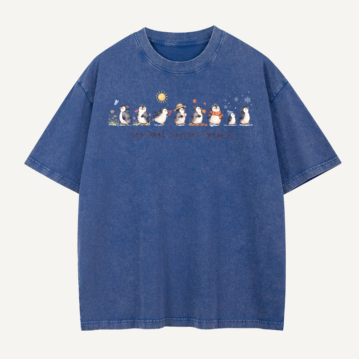 Peace Love Penguins Hand Signs Washed T-Shirt