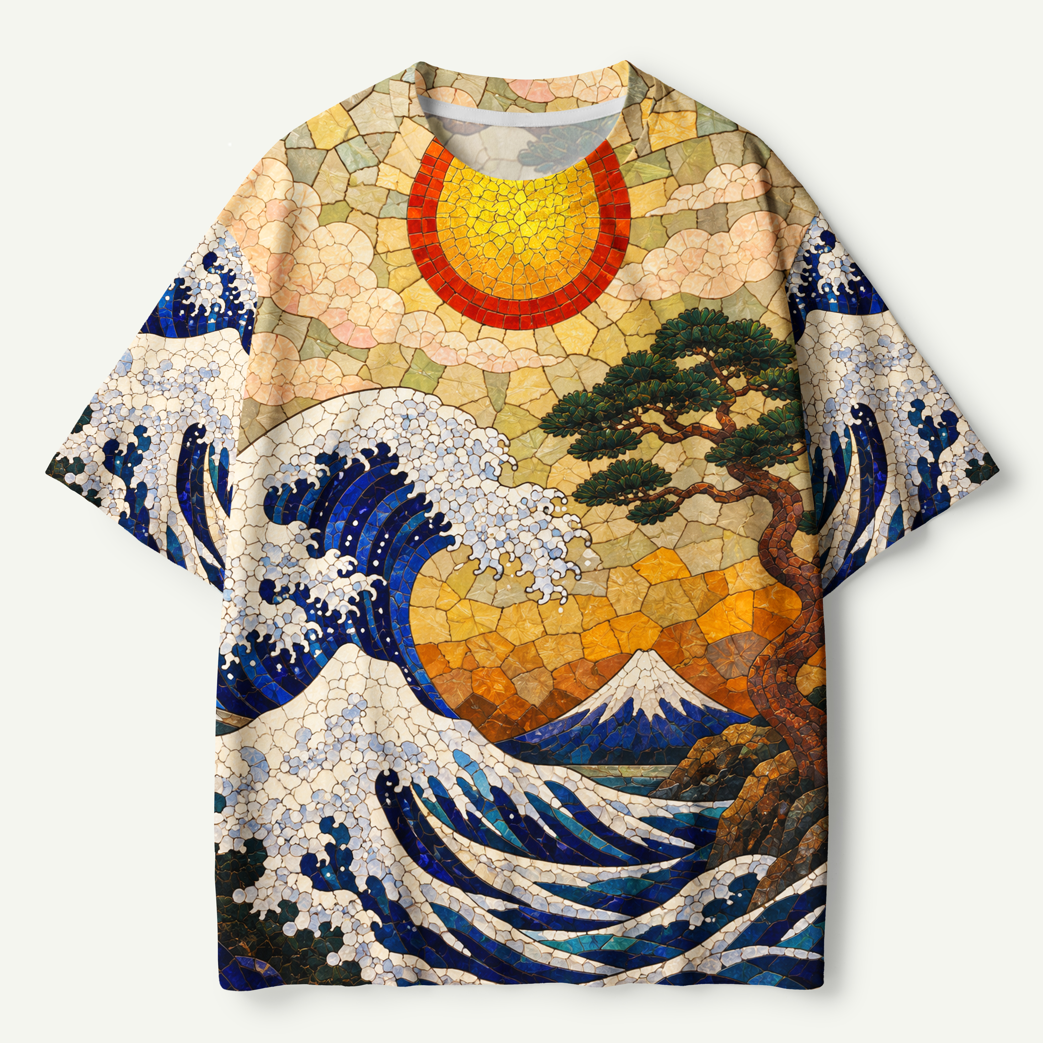 Mosaic Great Wave Sunrise Premium Pure Cotton Tee