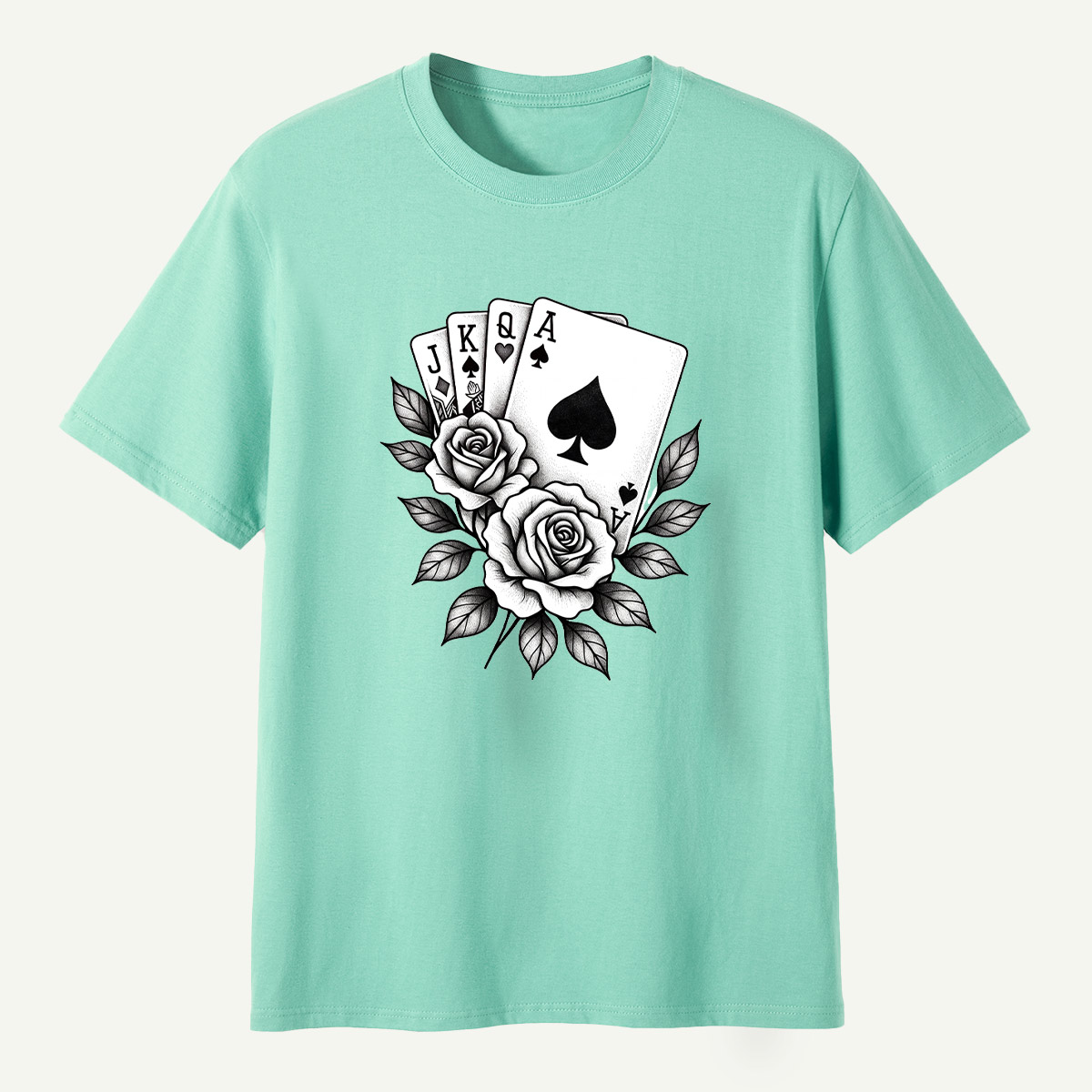 Floral Ace Of Spades Rose Bouquet T-Shirt