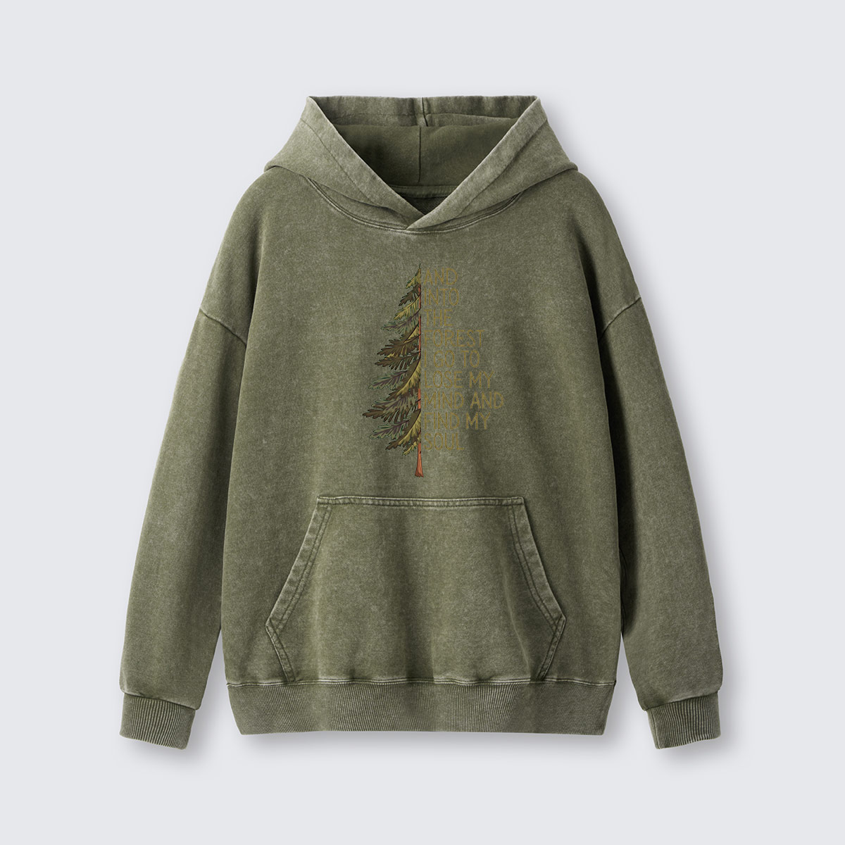 Into the Forest Tree Quote Washed Hoodie