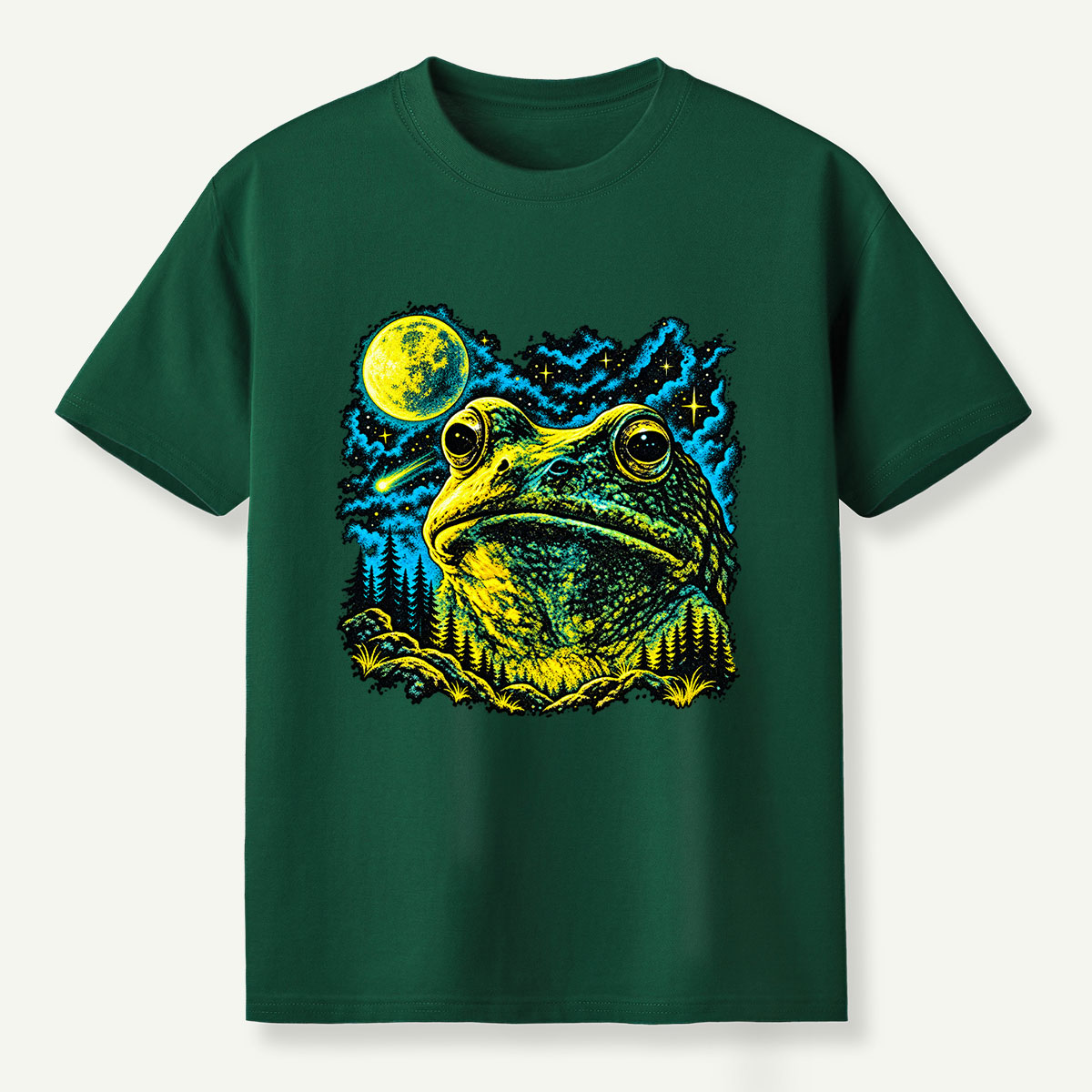 Moonlit Frog Mystical Forest Wildlife Art T-Shirt