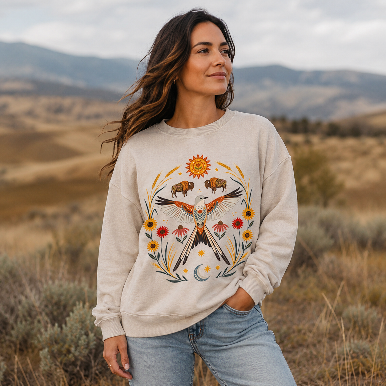 Prairie Wings & Bison Washed Sweatshirts