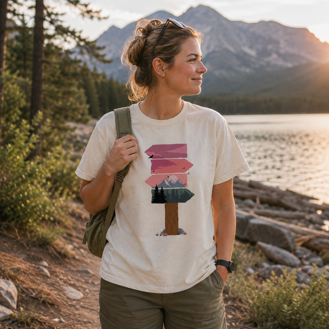 Sunset Layers Over Pine Forest T-Shirt