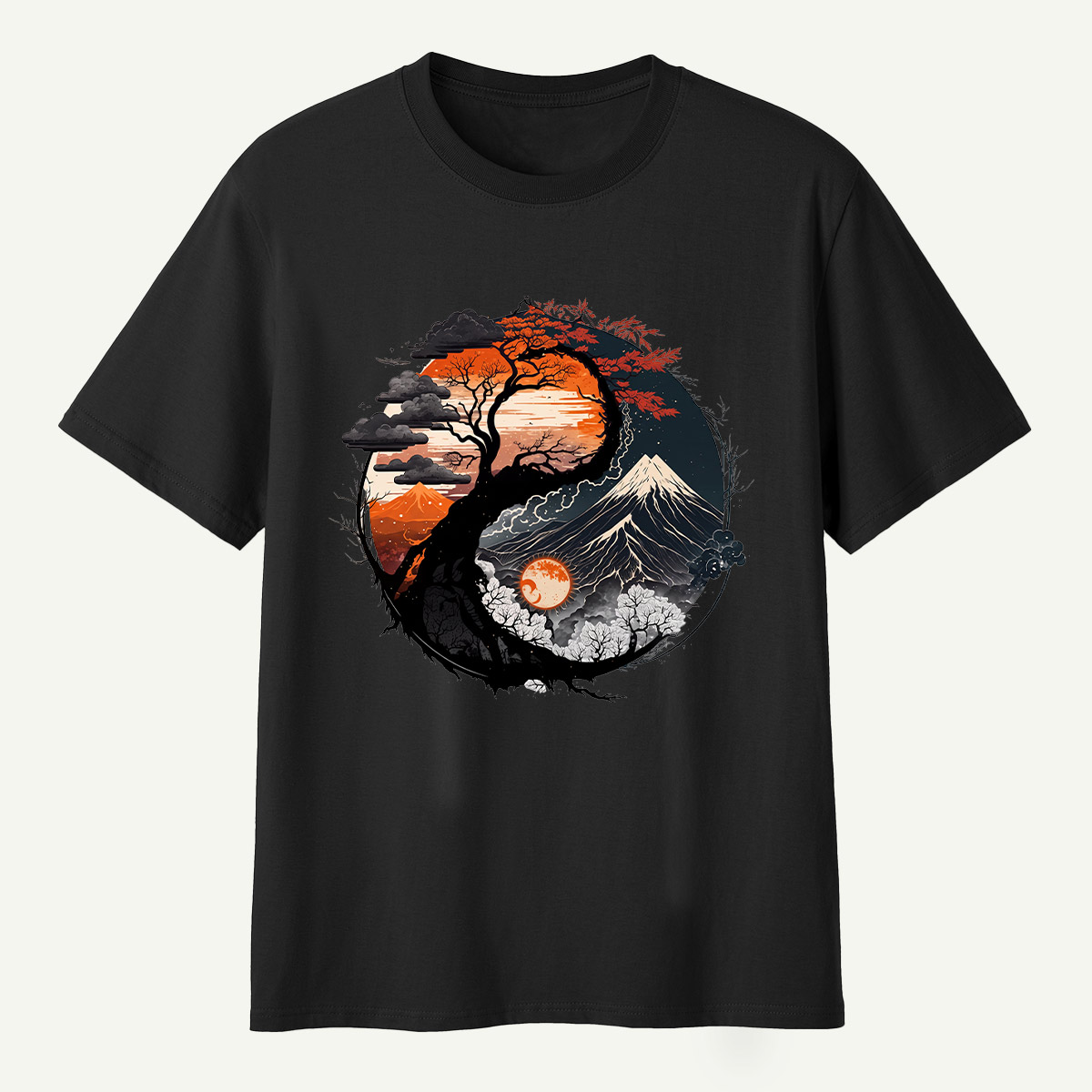 Yin Yang Autumn Forestscape T-Shirt