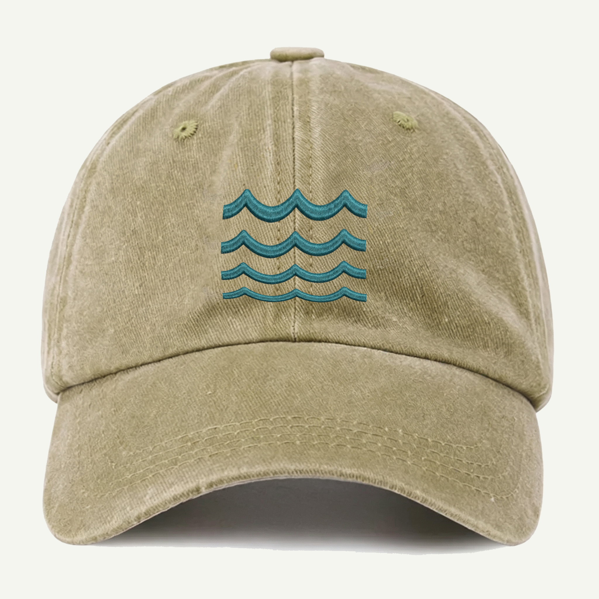 Ocean Waves Washed Embroidered Hat