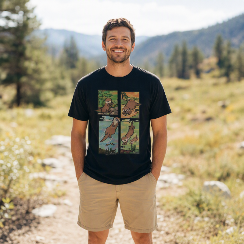 Otter Adventures Four Panel Comic T-Shirt